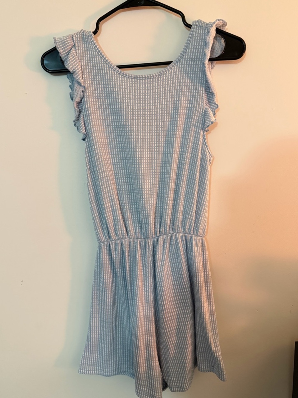 Caution To The Wind Blue and White Checked V-Neck Top - Picture 3 of 4